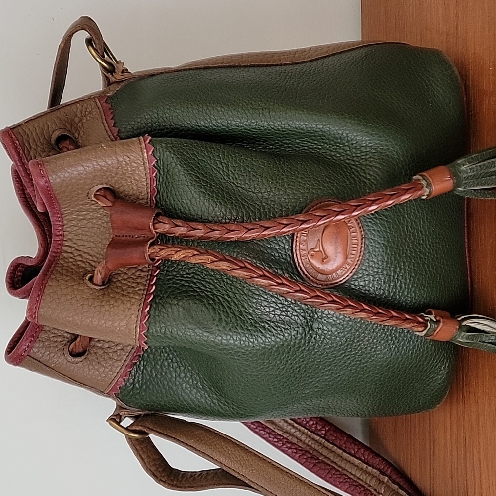 Dooney & Bourke Vintage Teton Drawstring Bucket Bag Green Drawstring - Picture 2 of 14